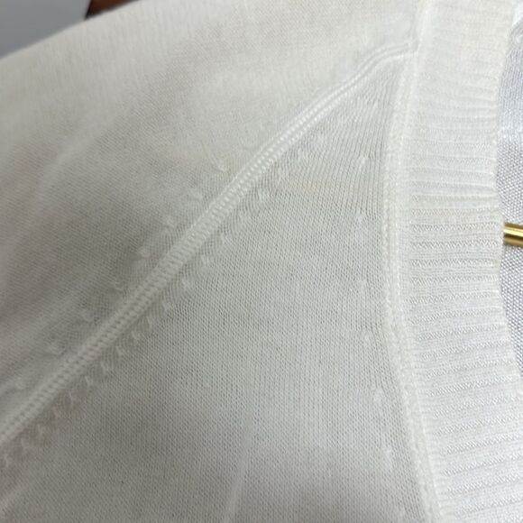 Repeat White Long Cardigan with Decorative Buttons & Patch Pockets. Size 36/XS. - Picture 8 of 10